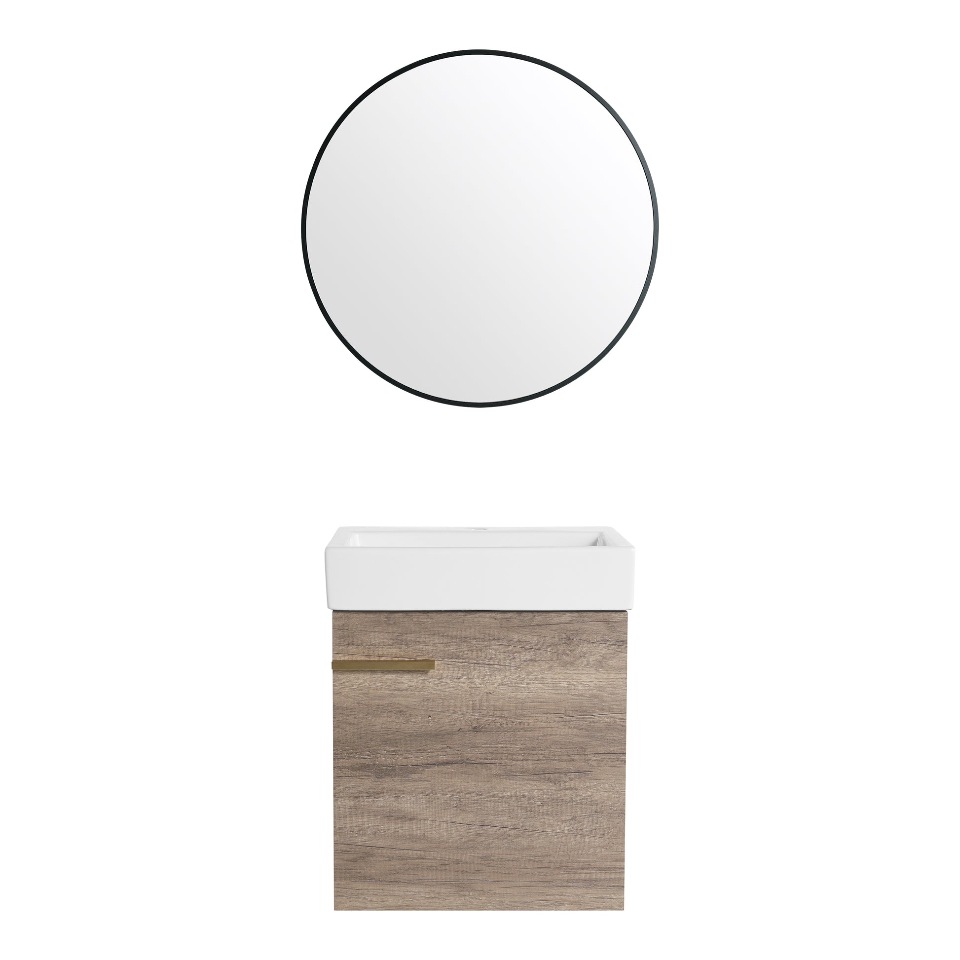 18 Inch Bathroom Vanity With Top, Small Bathroom Vanity And Sink Grey 1 Bathroom Wall Mounted Modern Plywood