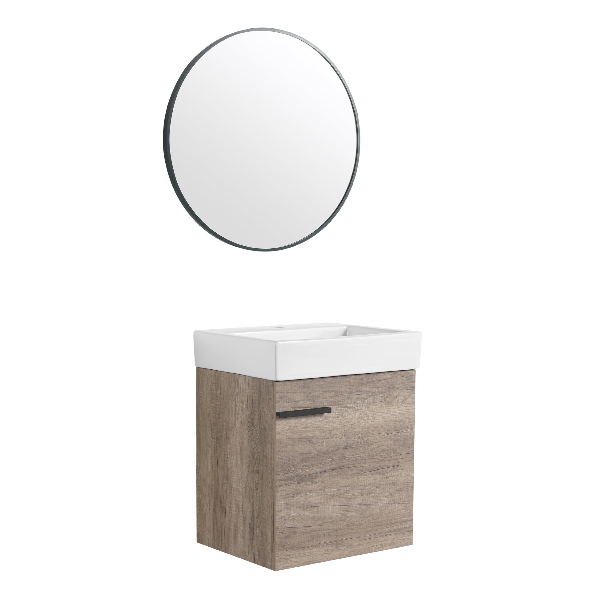 18 Inch Bathroom Vanity With Top, Small Bathroom Vanity And Sink Grey 1 Bathroom Wall Mounted Modern Plywood