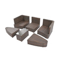 6 Piece Patio Outdoor Conversation Round Sofa Set, Pe Wicker Rattan Separate Seating Group With Coffee Table, Brown Yes Deep Seating Brown Weather Resistant Frame Water Resistant Cushion Garden & Outdoor Sofa Seating Groups Foam Rattan