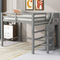 Full Size Loft Bed With Built In Storage Wardrobe And Staircase, Gray Old Sku:Sm000527Aae Box Spring Not Required Full Gray Wood Bedroom Pine