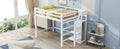 Full Size Loft Bed With Built In Storage Wardrobe And Staircase, White Box Spring Not Required Full White Wood Bedroom Pine