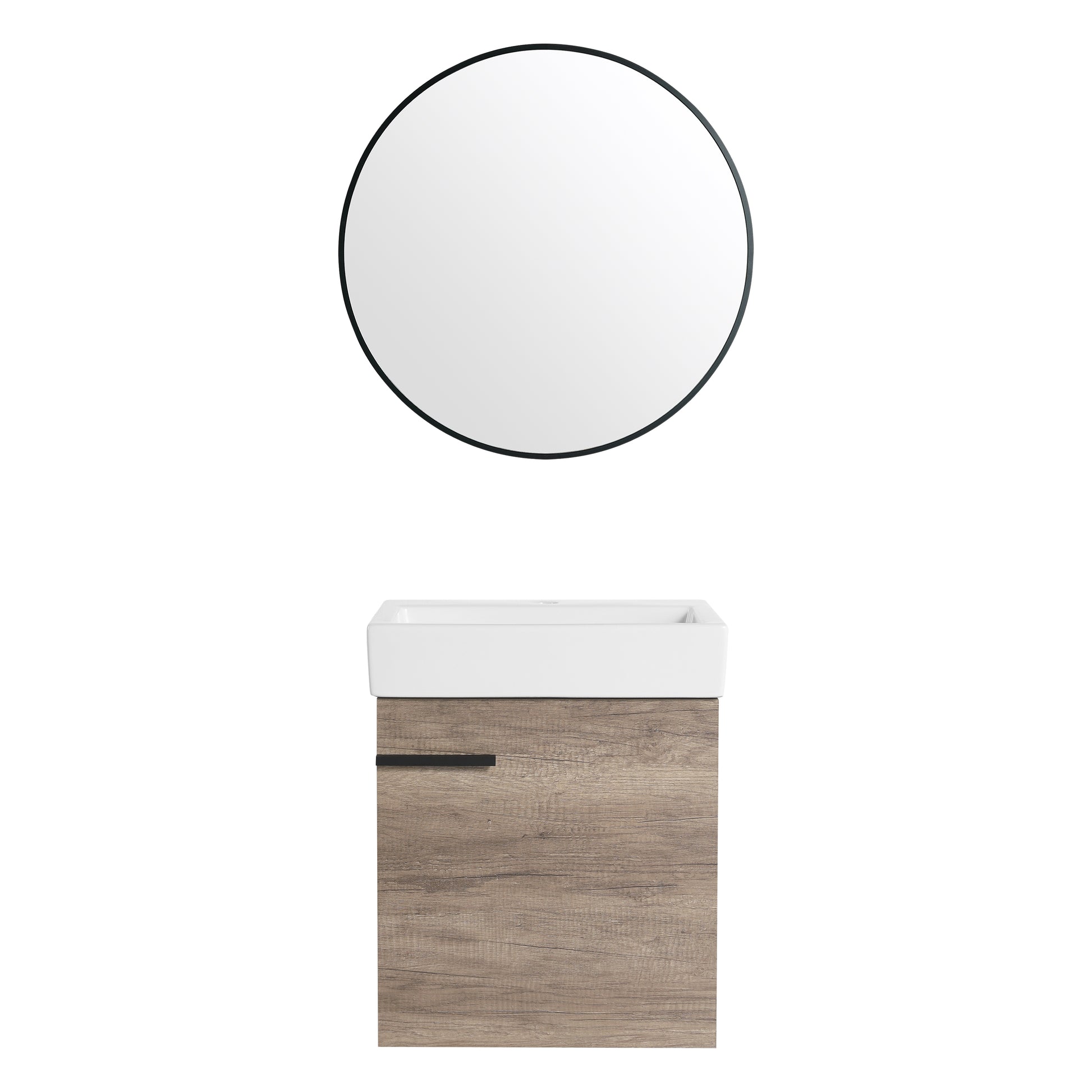 18 Inch Bathroom Vanity With Top, Small Bathroom Vanity And Sink Grey 1 Bathroom Wall Mounted Modern Plywood