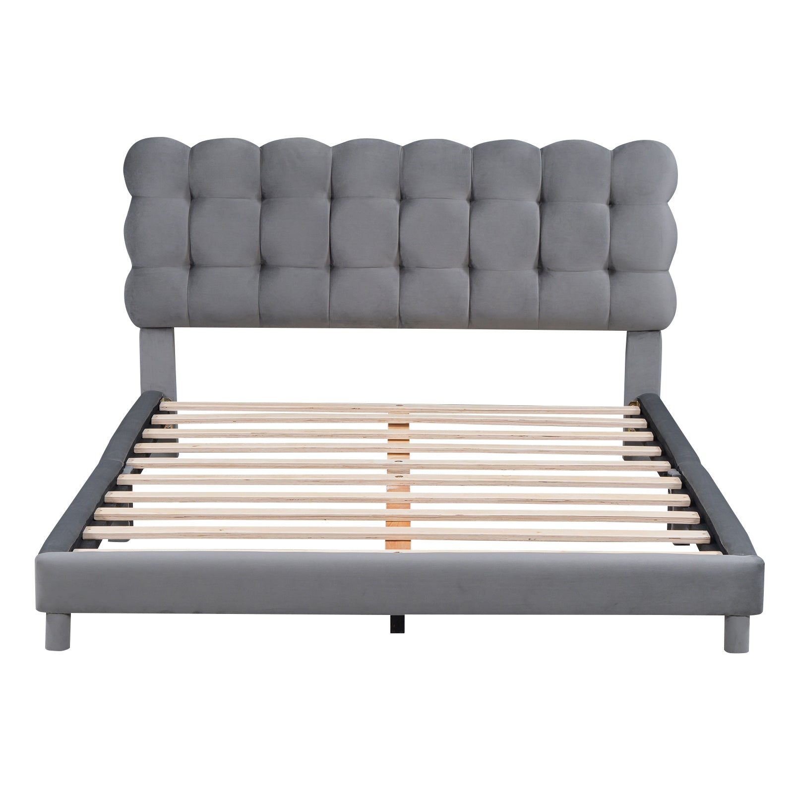 Full Size Upholstered Platform Bed With Soft Headboard,Gray Gray Upholstered