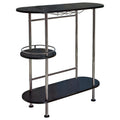 Black Nickel And Black Oak Bar Unit With Stemware Rack Black Dining Room Contemporary,Modern Metal