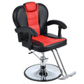 Classic Reclining Barber Chair Salon Chair For Hair Stylist With Heavy Duty Hydraulic Pump, 360 Rotation, Tattoo Chair Shampoo Beauty Salon Equipment, Max Load Weight 330 Lbs, Red & Black Red Black Metal