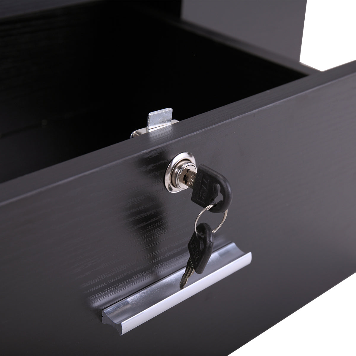 Classic Wall Mounted Styling Station With Drawer And Tool Holes, Vanity Table, Dressing Table, Equipment For Barber Beauty Spa Salon Shops, Black Black Particle Board