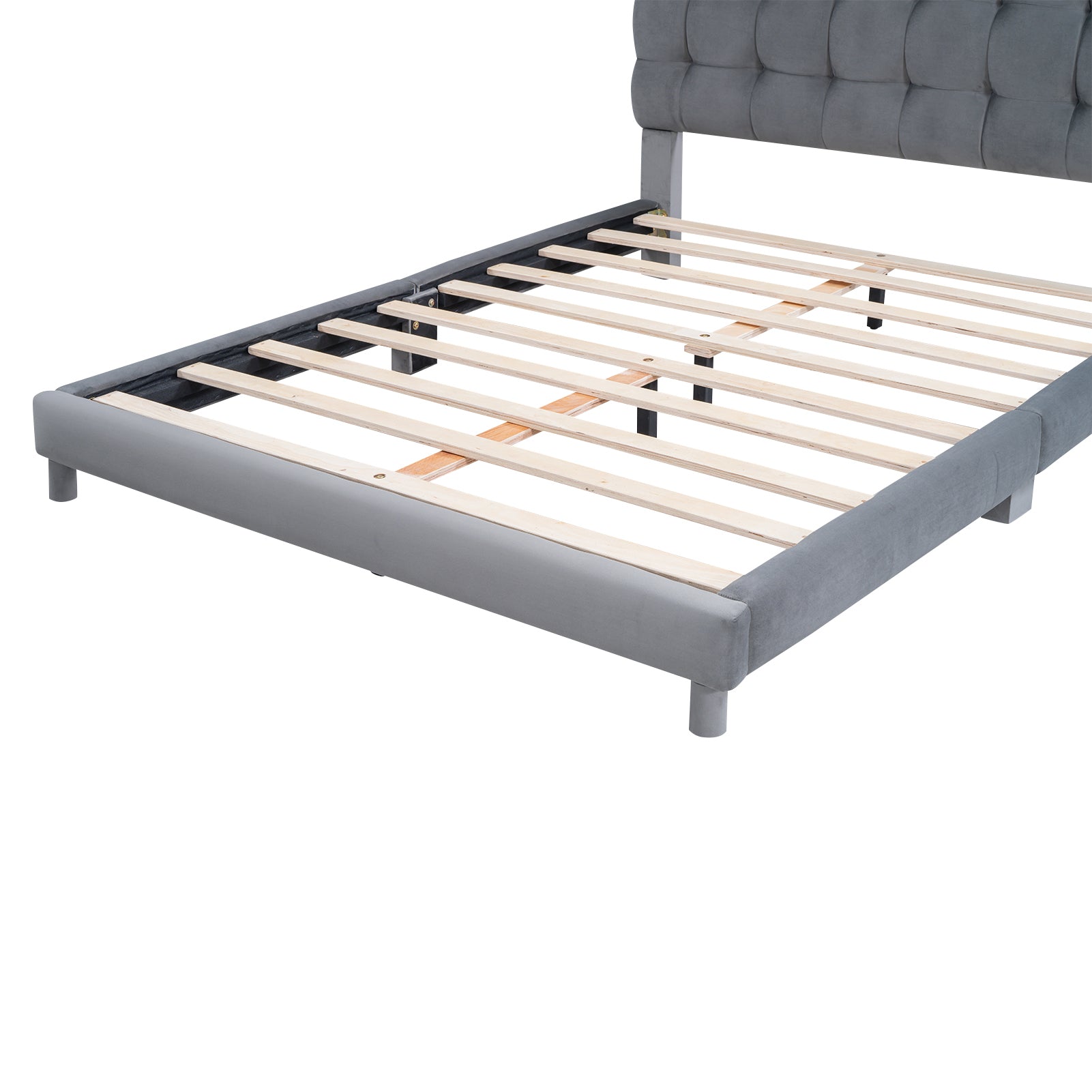 Full Size Upholstered Platform Bed With Soft Headboard,Gray Gray Upholstered