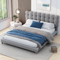 Full Size Upholstered Platform Bed With Soft Headboard,Gray Gray Upholstered