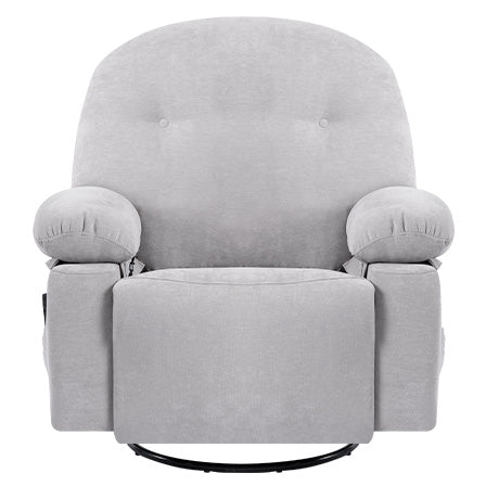 Modern Chenille Recliner Chairs Swivel Massage Rocker Recliner With Heat Natural Ash Chenille Manual Handle Metal Primary Living Space Soft Cushion Back Heavy Duty American Design,Artsy,Casual,Cute Pillow Top Arms Foam Chenille