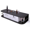 Wall Mounted Barber Station, Beauty Table With Locking Drawer, Beauty Spa Salon Styling Equipment, Black And White Black White Particle Board