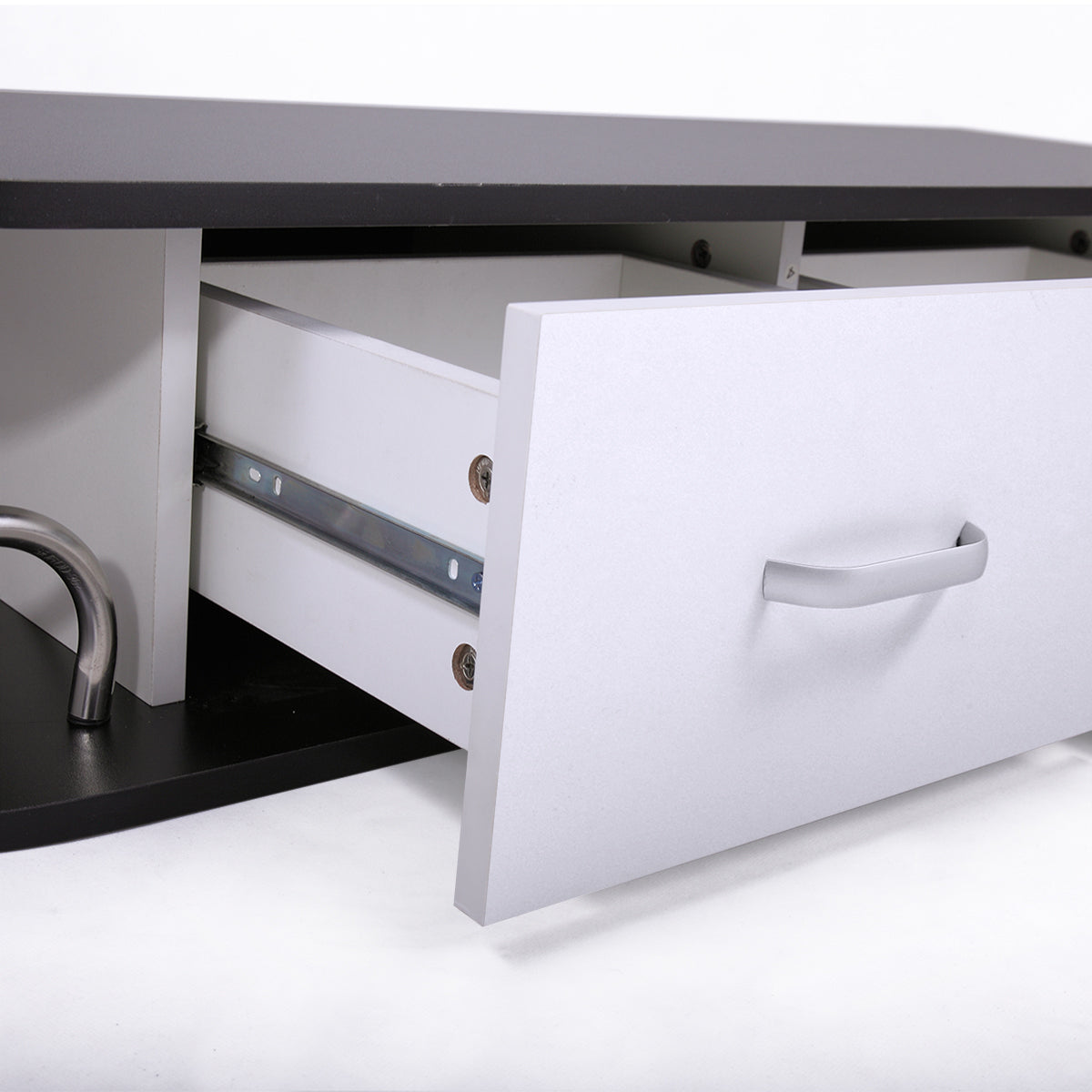 Wall Mounted Barber Station, Beauty Table With Locking Drawer, Beauty Spa Salon Styling Equipment, Black And White Black White Particle Board