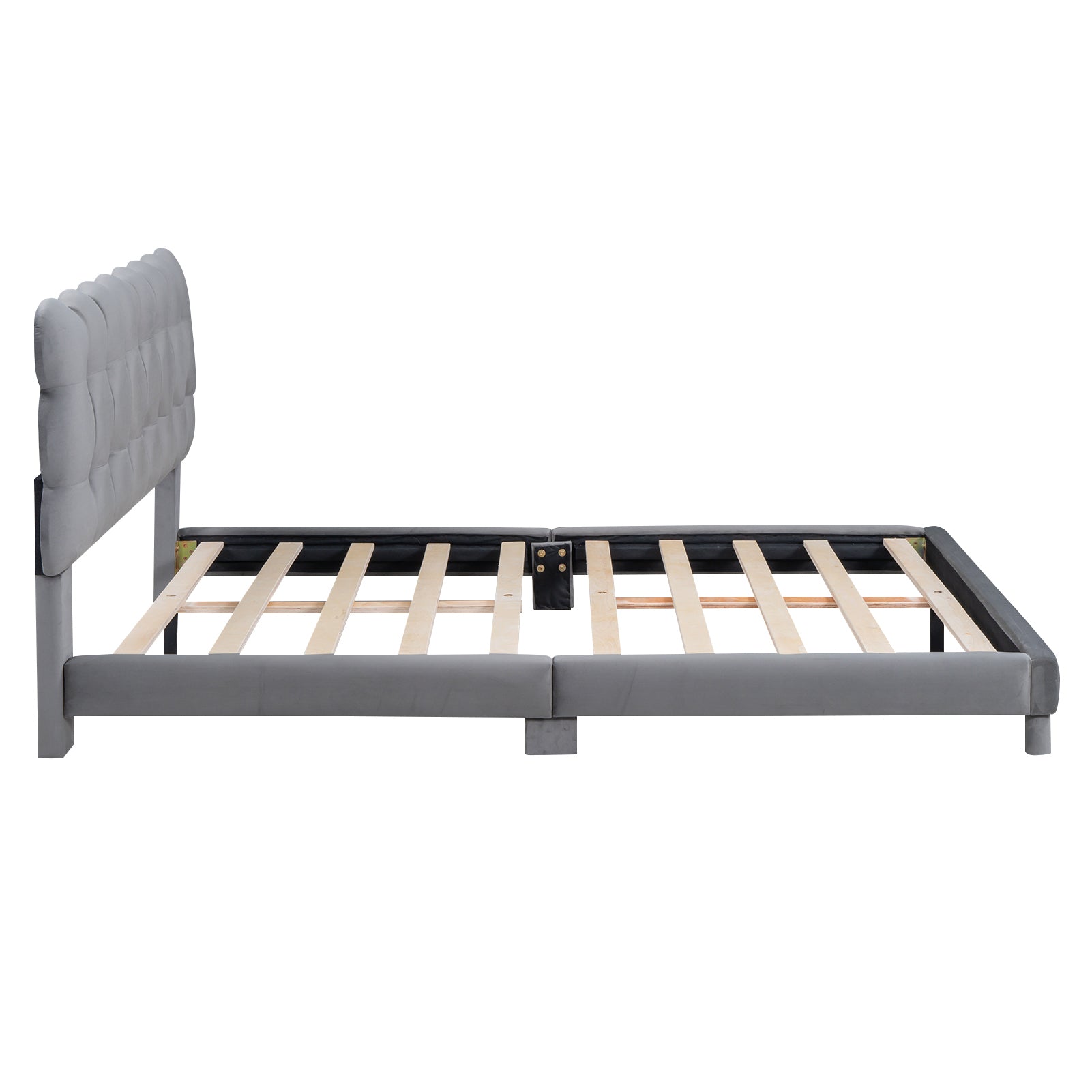 Full Size Upholstered Platform Bed With Soft Headboard,Gray Gray Upholstered