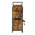 3 Tier Salon Trolley, Rolling Beauty Stylist Cart With Cabinet, Dryer Holders, Charging Station, Salon Spa Bathroom, Rustic Brown Rustic Brown Mdf