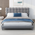 Full Size Upholstered Platform Bed With Soft Headboard,Gray Gray Upholstered