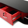 Wall Mounted Barber Station, Beauty Table With Locking Drawer, Beauty Spa Salon Styling Equipment, Black And Red Black Red Particle Board