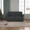 Sofa With Solid Wood Frame, Comfy Sofa Couch With Extra Deep Seats, Modern 2 Seater Sofa, For Living Room Apartment Lounge, Grey Dark Gray Wood