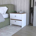 Nightstand Dreams, Two Drawers, White Dark Brown Finish Dark Brown White Particle Board