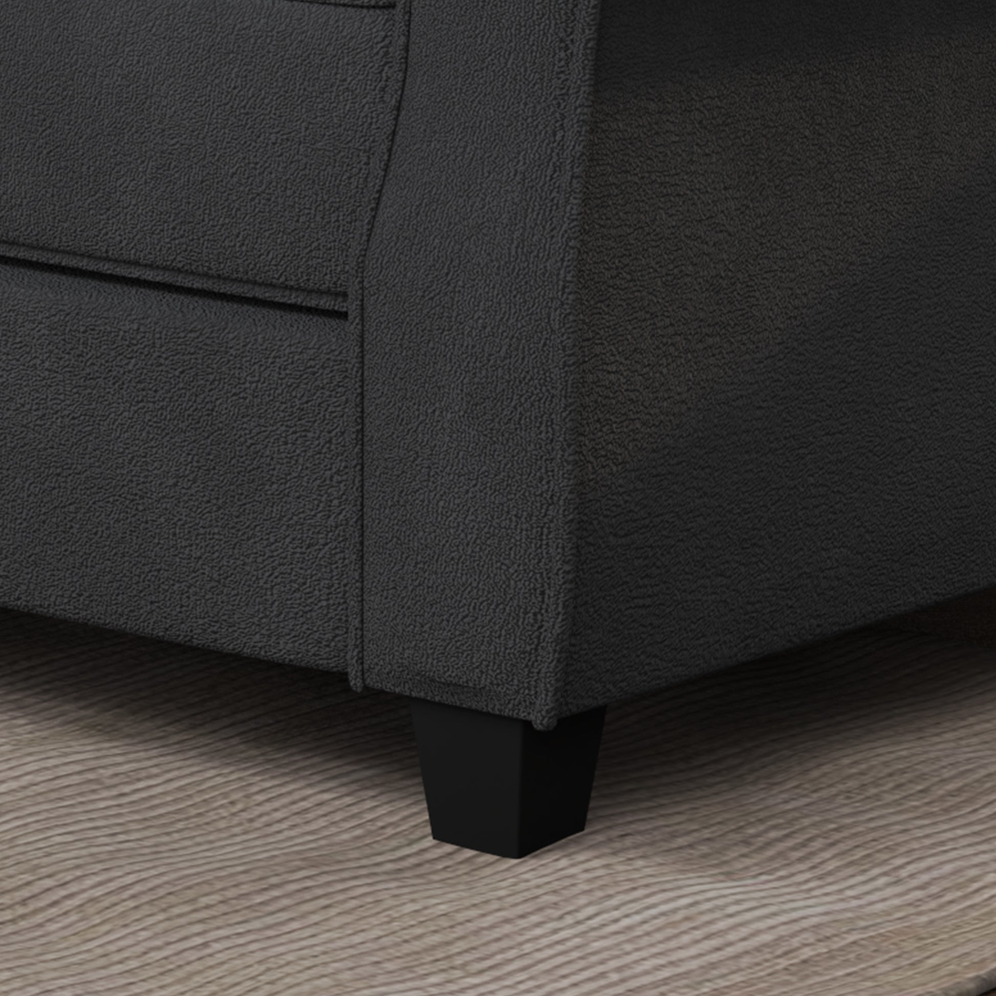 Sofa With Solid Wood Frame, Comfy Sofa Couch With Extra Deep Seats, Modern 2 Seater Sofa, For Living Room Apartment Lounge, Grey Dark Gray Wood