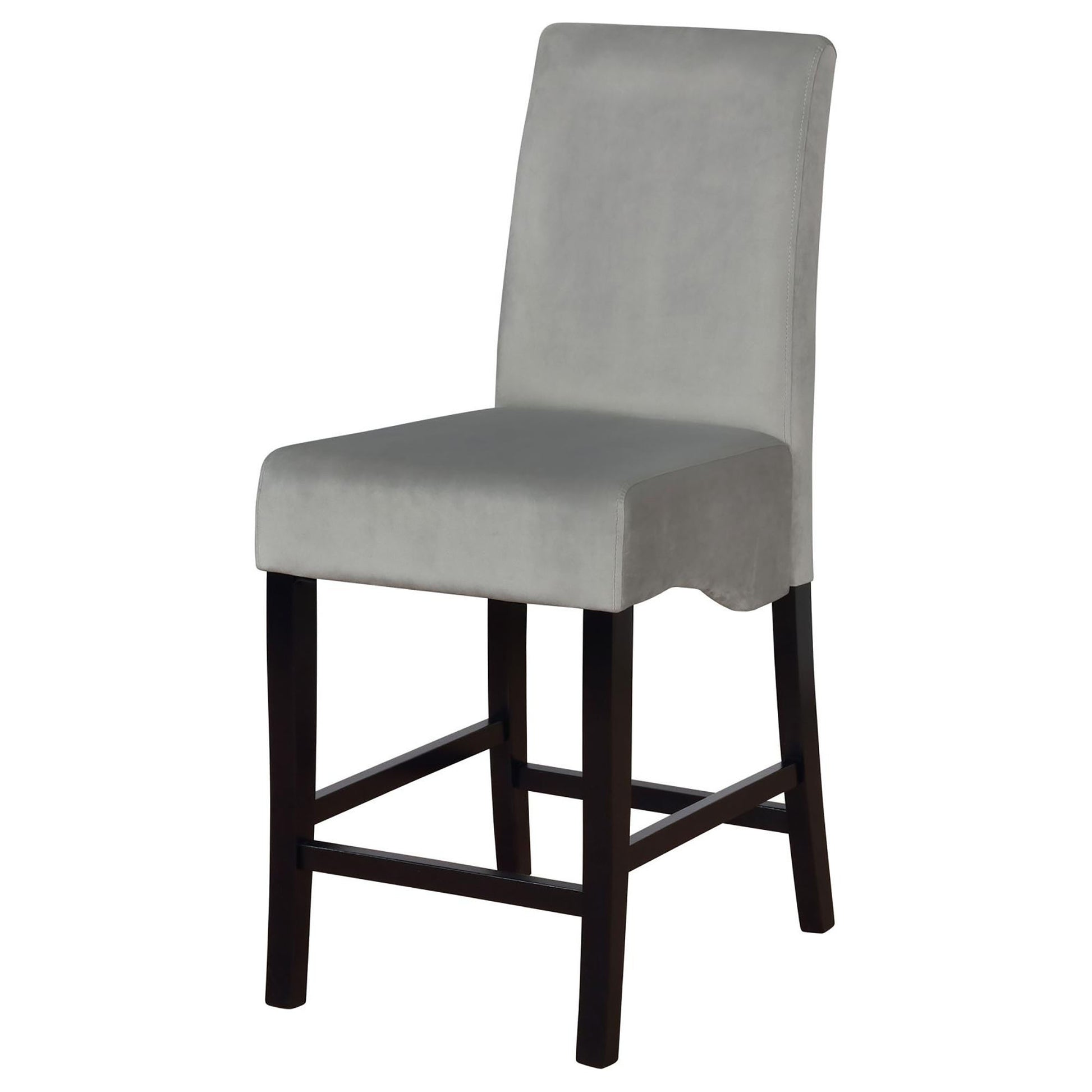 Dark Grey And Black Upholestered Counter Stools Set Of 2 Solid Grey Dining Room Spot Clean Contemporary,Modern Bar Stools Rubberwood Solid Back Foam Upholstered