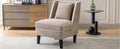 Velvet Upholstered Accent Chair With Cream Piping, Tan And Cream Tan Upholstered