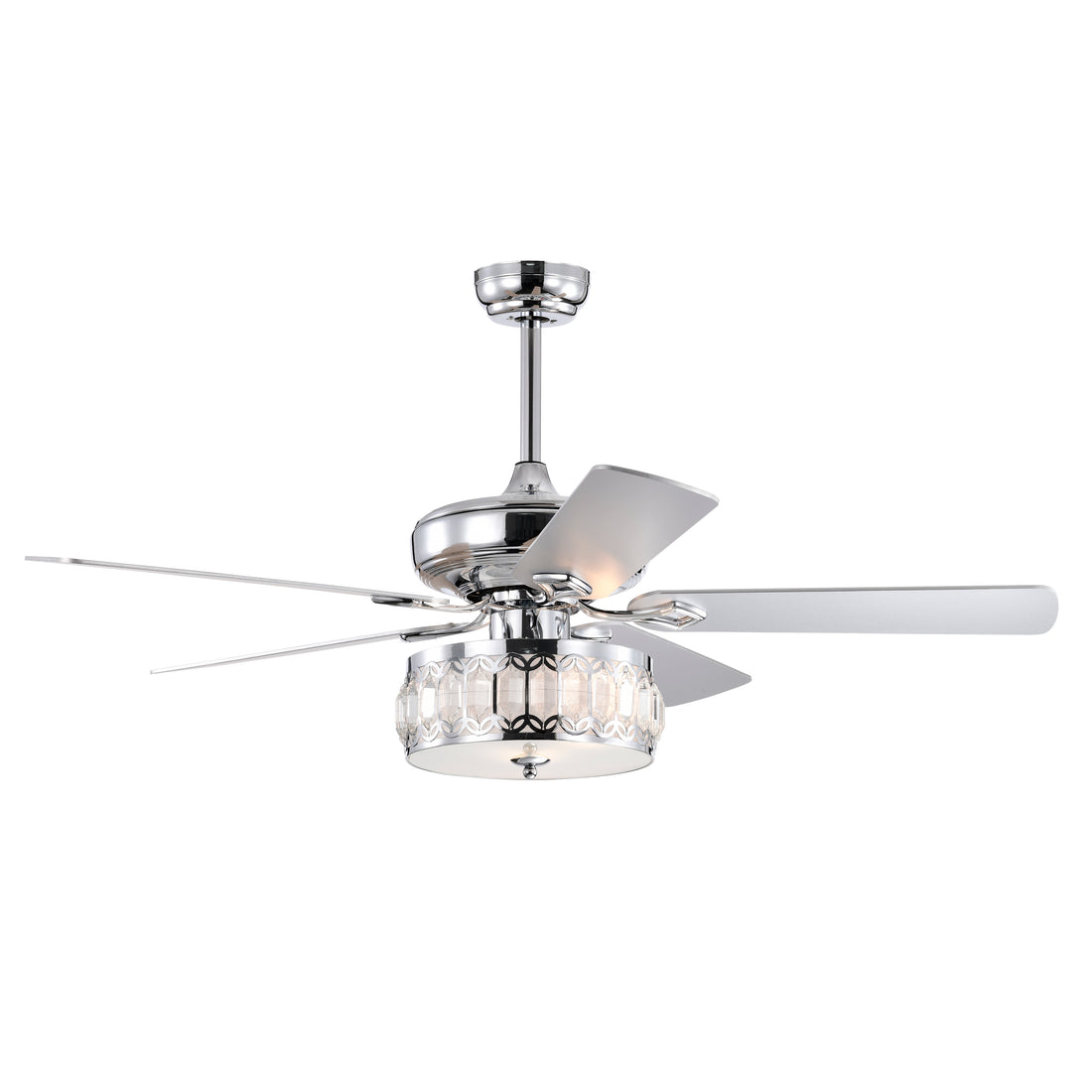 52" 3 Light Chrome Ceiling Fan Remote, Traditional Farmhouse Rustic Industrial Bohemian Country Cottage Transitional Glam For Home, Kitchen, Living Room Chrome American Design,American Traditional,Classic,Contemporary,Farmhouse Plywood Metal