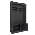 47.2'' Wide Hall Tree With Bench And Shoe Storage, Multi Functional Storage Bench With 3 Hanging Hooks & Open Storage Space, Rectangle Storage & Shelves Coat Rack For Hallway, Black Black Primary Living Space Shelves Particle Board