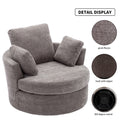 Oversize Round Swivel Chair Cozy Club 360 Degrees Swivel Sofa With 3 Pillows Chenille Fabric For Living Room Lounge Hotel 40.2D X 42.1W X 34.3H Inch Gray Mdf Steel