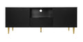 Tv Stand With Solid Ion Feet, Tv Console Table For Living Room, Bedroom Black Particle Board