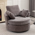 Oversize Round Swivel Chair Cozy Club 360 Degrees Swivel Sofa With 3 Pillows Chenille Fabric For Living Room Lounge Hotel 40.2D X 42.1W X 34.3H Inch Gray Mdf Steel