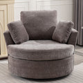 Oversize Round Swivel Chair Cozy Club 360 Degrees Swivel Sofa With 3 Pillows Chenille Fabric For Living Room Lounge Hotel 40.2D X 42.1W X 34.3H Inch Gray Mdf Steel