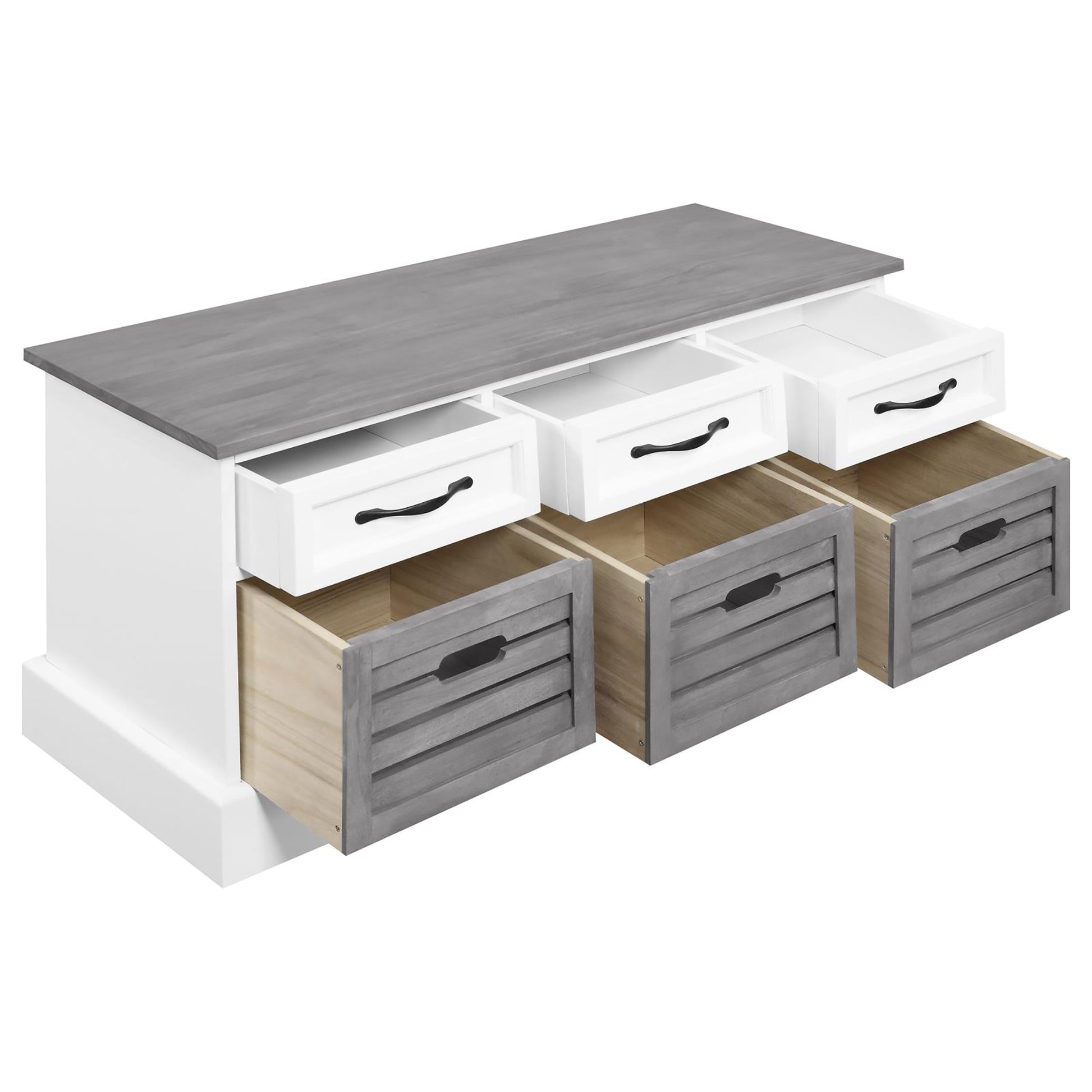 White And Weathered Grey 3 Drawer Storage Grey Gray Primary Living Space Traditional Poplar Drawer Wood