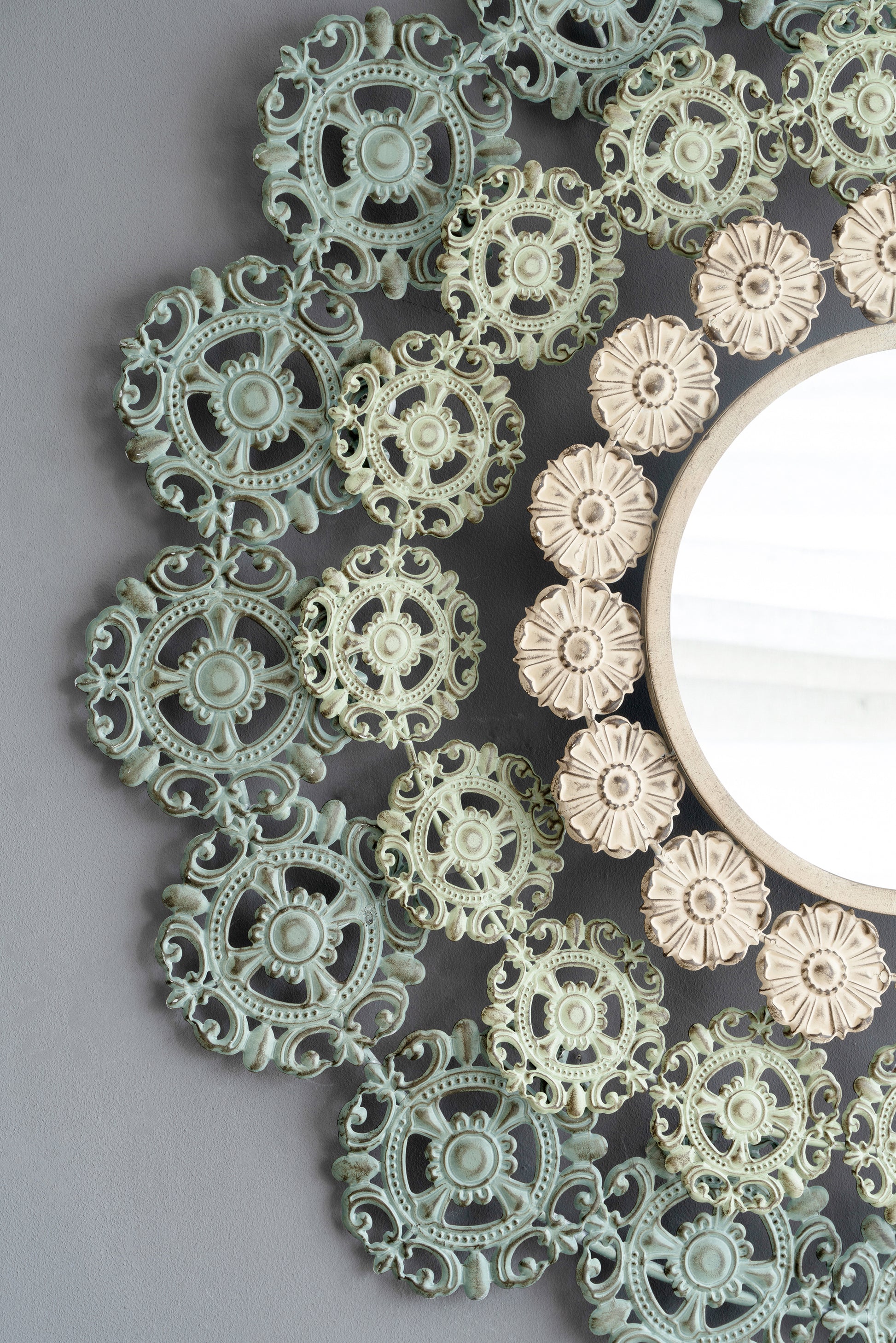 D38X3.5" Mcguire Medallion Mirror Multicolor Iron