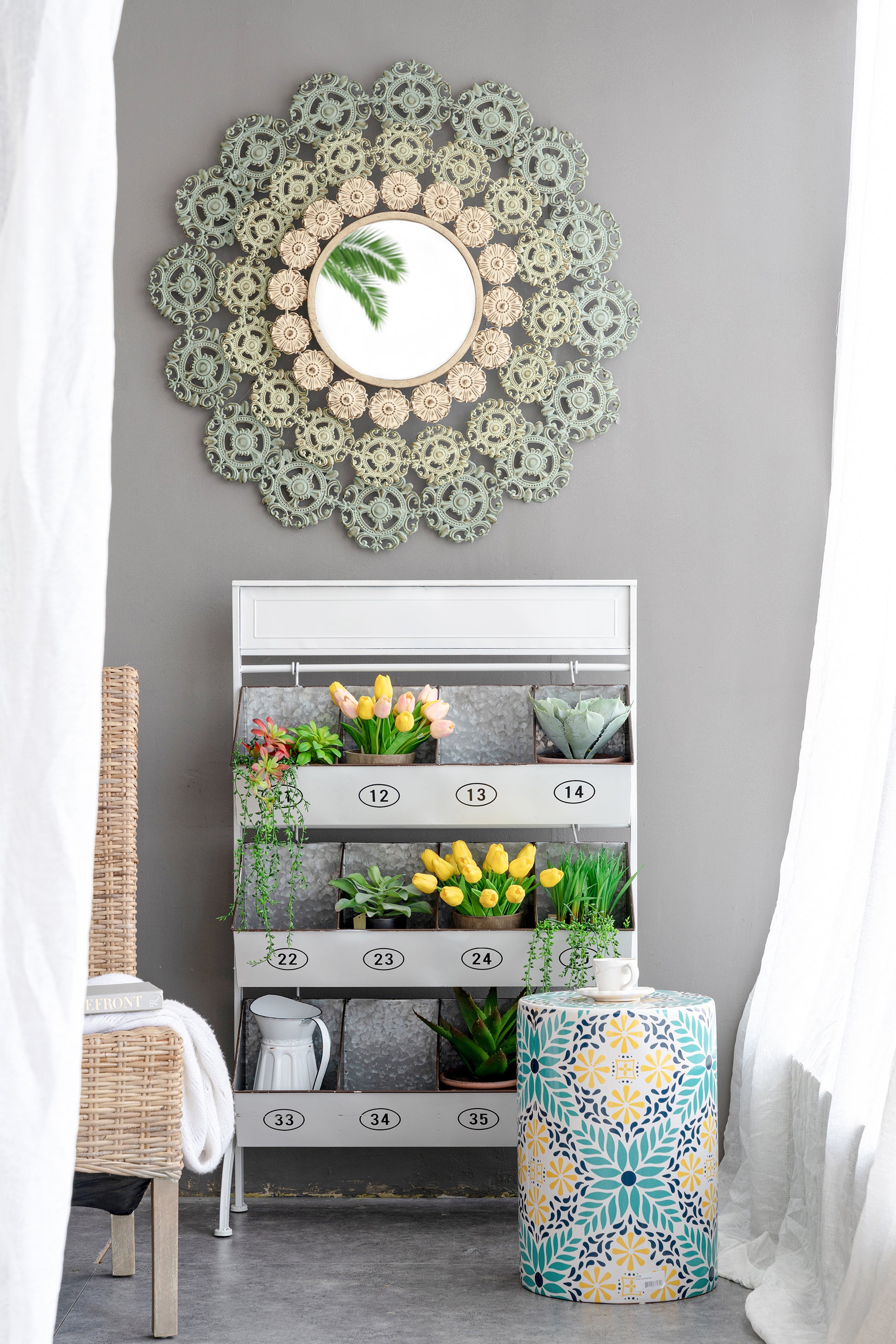 D38X3.5" Mcguire Medallion Mirror Multicolor Iron