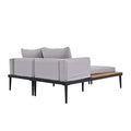 Modern Outdoor Daybed Patio Metal Daybed With Wood Topped Side Spaces For Drinks, 2 In 1 Padded Chaise Lounges For Poolside, Balcony, Deck, Gray Yes Lounge Gray Weather Resistant Frame Fade