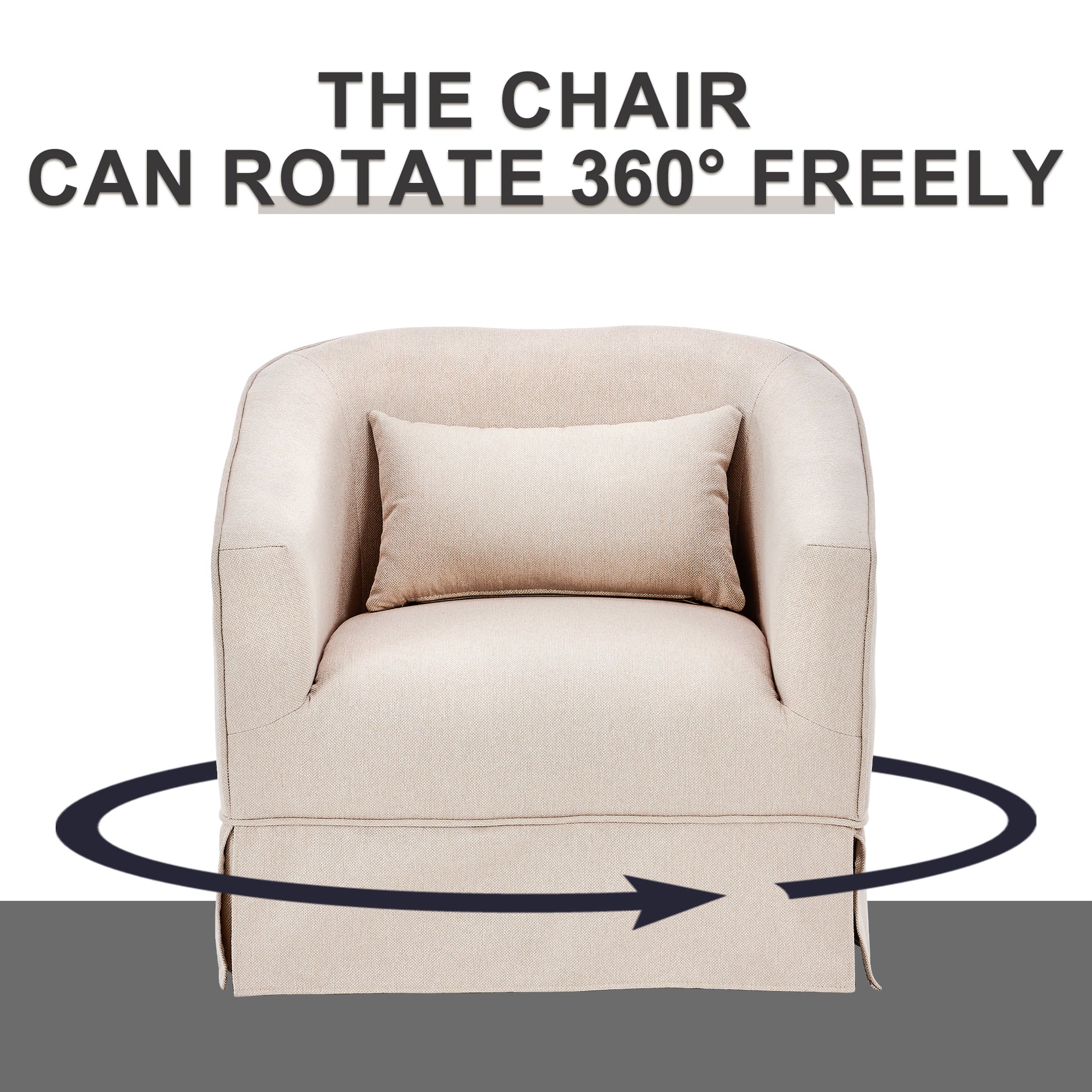 Swivel Barrel Chair With Ottoman, Swivel Accent Chairs Armchair For Living Room, Reading Chairs For Bedroom Comfy, Round Barrel Chairs With Black Metal Base Beige Beige Primary Living Space Modern Linen