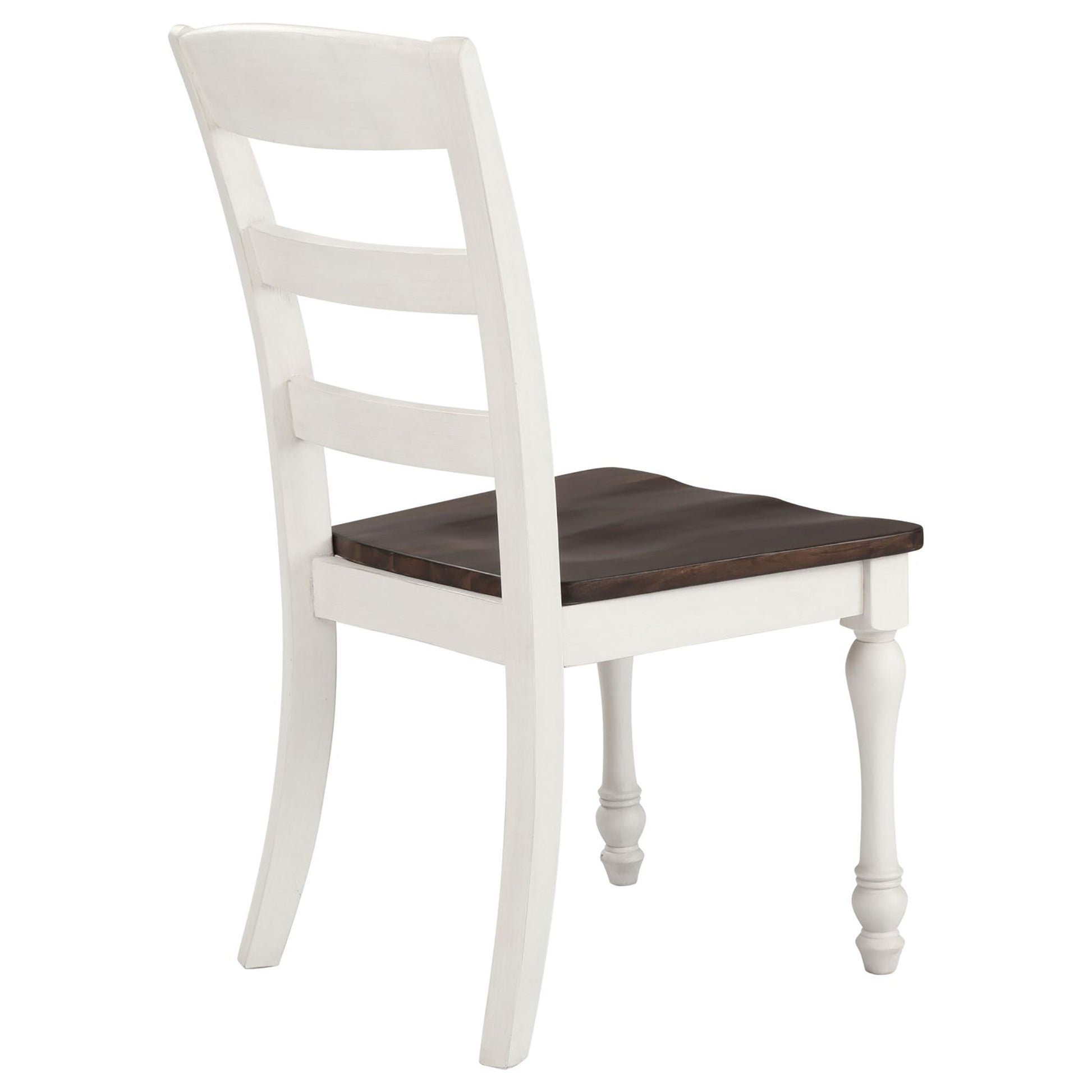Dark Cocoa And White Ladder Back Side Chair Set Of 2 White Dining Room Farmhouse,Rustic Ladder Back Wood