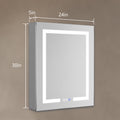 Lighted Medicine Cabinet 24 X 30 Inch, Recessed Or Surface Led Medicine Cabinet,Defog,Stepless Dimming,3000K 6400K, Outlets & Usbs,Hinge On The Left. Silver Aluminium