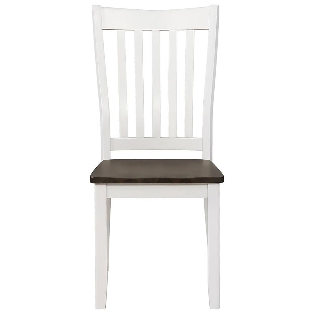 Espresso And White Dining Chair With Wood Seat Set Of 2 White Dining Room Farmhouse,Rustic Side Chair Rubberwood Slat Back Wood
