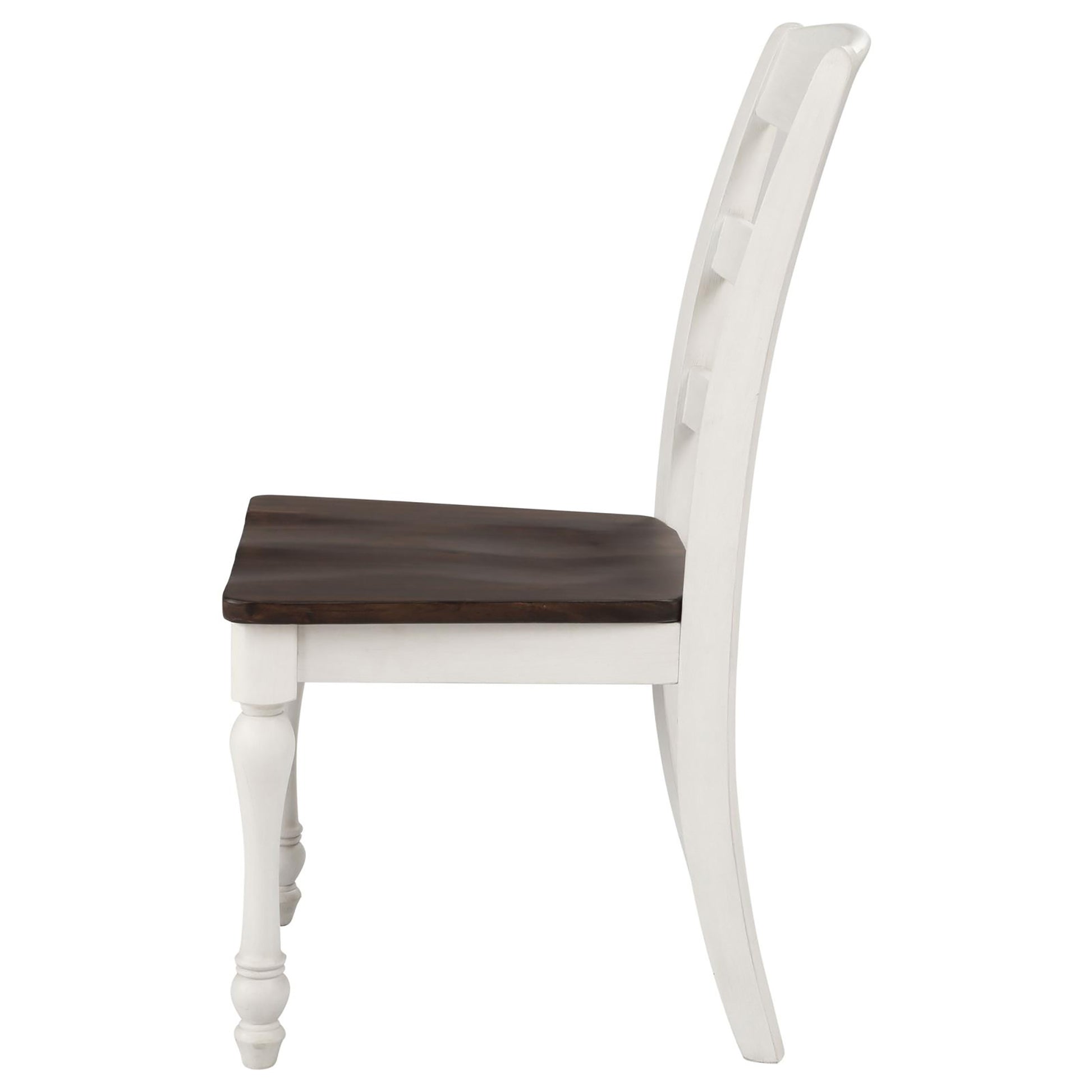 Dark Cocoa And White Ladder Back Side Chair Set Of 2 White Dining Room Farmhouse,Rustic Ladder Back Wood