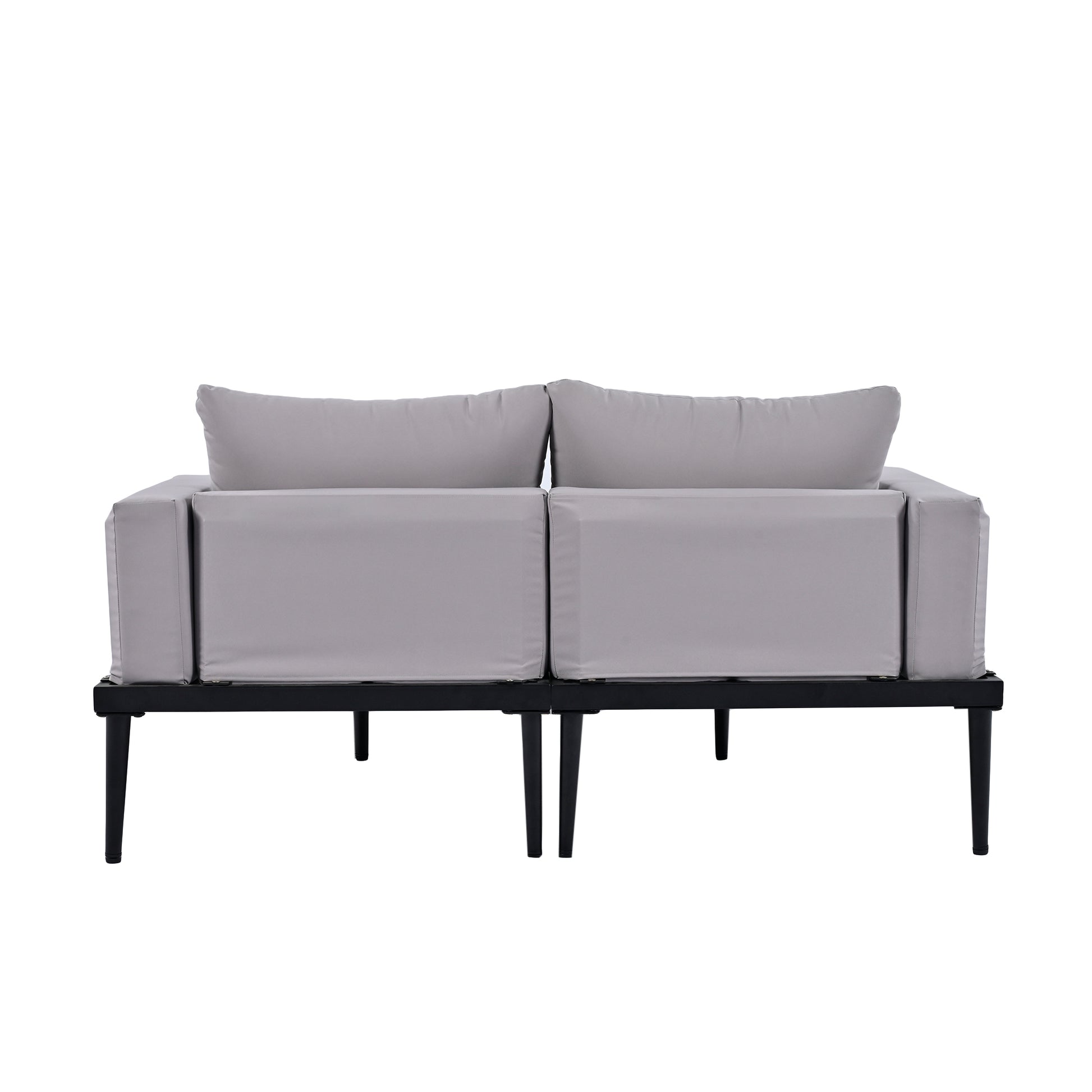 Modern Outdoor Daybed Patio Metal Daybed With Wood Topped Side Spaces For Drinks, 2 In 1 Padded Chaise Lounges For Poolside, Balcony, Deck, Gray Yes Lounge Gray Weather Resistant Frame Fade