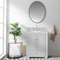 30'' Bathroom Vanity With Carrara Natural Marble Top And Backsplash, Bathroom Storage Cabinet With Doors And Drawers In Grey 1 Gray 2 Rust Resistant Bathroom Freestanding Traditional Mdf