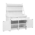 65Inch Garden Potting Bench Table, Fir Wood Workstation With Storage Shelf, Drawer And Cabinet, White White Water Resistant Frame Garden & Outdoor Rustic Wood