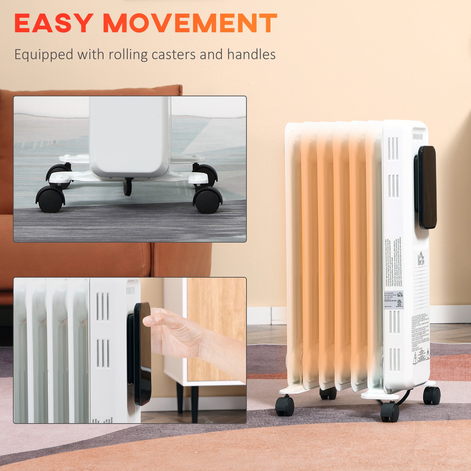 24.75" Electric Space Heater, Freestanding 161 Sq. Ft. Heater With 3 Modes, Timer, And Remote, 1500 W, White White Steel