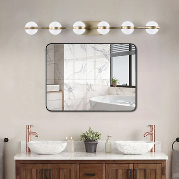 Same As W1340P143676 L2001 G 6 Modern Minimalist Bathroom Vanity Light, Led 6 Bulb Acrylic Shades, Wall Mounted Decorative Lighting Fixture Champagne Gold Golden Iron