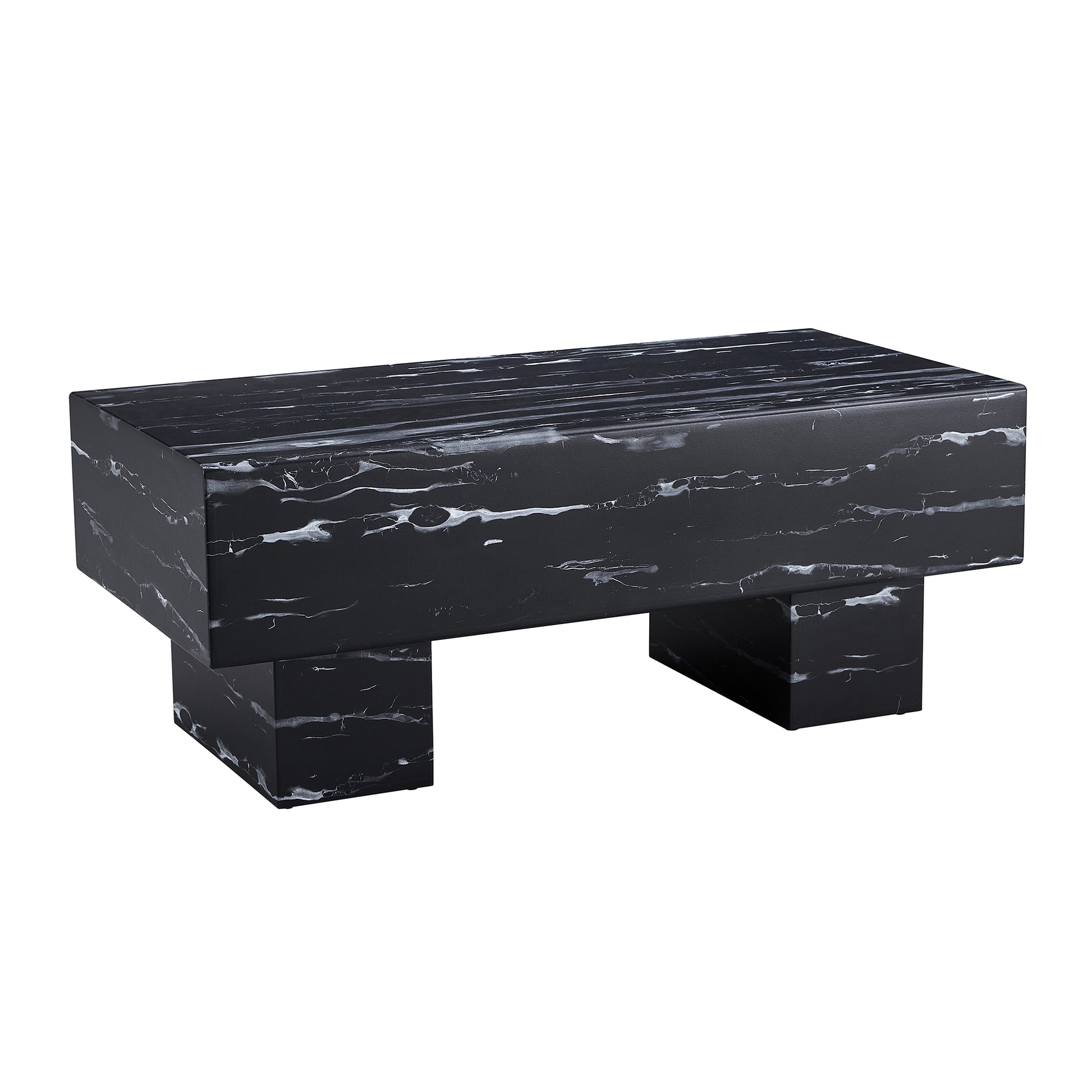 The Black Coffee Table Has Patterns. Modern Rectangular Table, Suitable For Living Rooms And Apartments. 43.3"*21.6"*17.2" Black Mdf