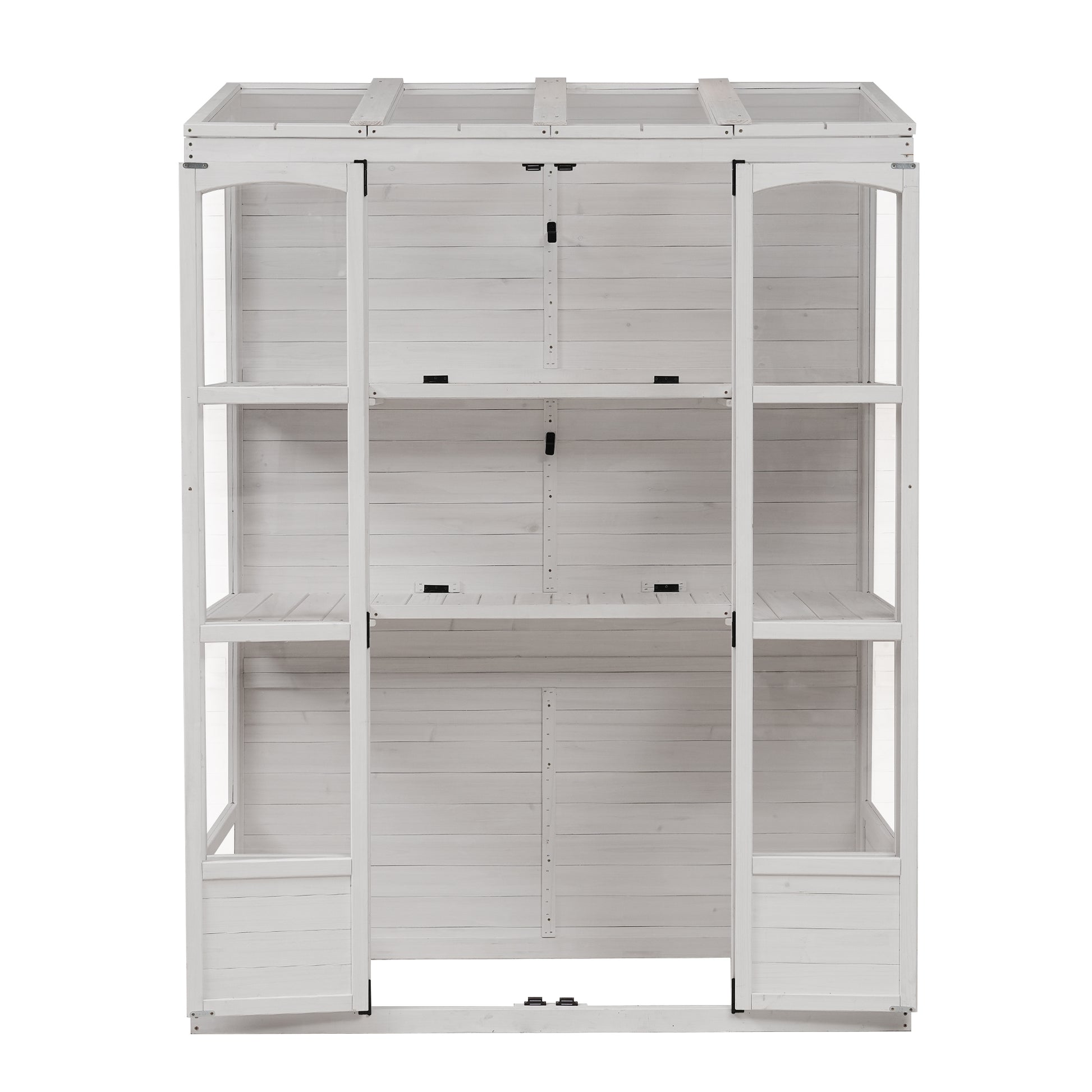 78 Inch Wooden Greenhouse Cold Frame With 4 Independent Skylights And 2 Folding Middle Shelves, Walk In Outdoor Greenhouse, White White Seats 2 Garden & Outdoor Casual Wood
