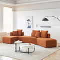 Curved Modular Sectional Sofa For Living Room, Oversized L Shaped Couch With Chaise Lounge Sofa Set, Upholstered Sofa With 3 Back Pillows & 2 Throw Pillow, For Home Office, Orange Orange Foam Sherpa