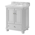 30'' Bathroom Vanity With Carrara Natural Marble Top And Backsplash, Bathroom Storage Cabinet With Doors And Drawers In Grey 1 Gray 2 Rust Resistant Bathroom Freestanding Traditional Mdf