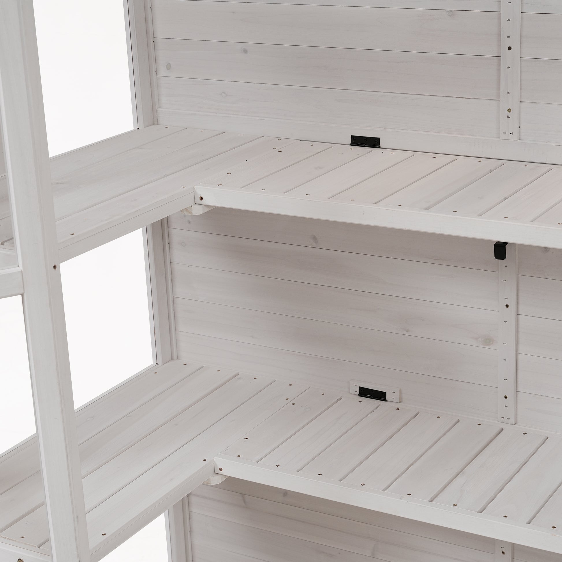 78 Inch Wooden Greenhouse Cold Frame With 4 Independent Skylights And 2 Folding Middle Shelves, Walk In Outdoor Greenhouse, White White Seats 2 Garden & Outdoor Casual Wood