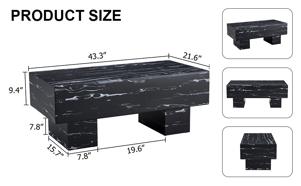 The Black Coffee Table Has Patterns. Modern Rectangular Table, Suitable For Living Rooms And Apartments. 43.3"*21.6"*17.2" Black Mdf